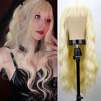 Blonde Wig with Bangs Soft Long Wavy Wigs for Women Curly Synthetic Wig Replacement Halloween Costumes Cosplay Party Wigs miniinthebox