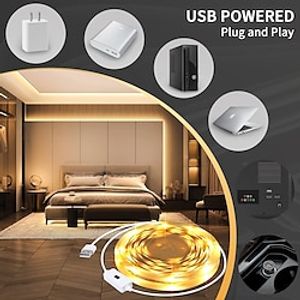 Hand Wave Activated LED Light Strip1-3 Meters Warm light White UV LED Light Strip with Hand Wave Sensor Dimmable USB Non-contact LED Tape Lamp for Kitchen Bedroom Mirror Wardrobe Displa miniinthebox