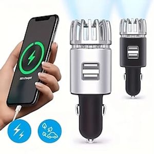 Dual USB Car Charger Car Air Purifier Cigarette Lighter Mini Negative Ion Efficient Smoke Haze Odor Sterilization Air Purifier Car Phone Charger miniinthebox