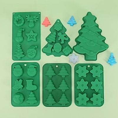 Christmas Series Pendant Casting Silicone Mold Christmas Tree Snowman Baking Mold Food Grade Silicone Chocolate Cake Making Mold Christmas Decoration miniinthebox
