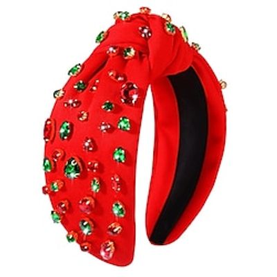 Rhinestone Knotted Headbands for Women, Crystal Beaded Jeweled Headbands, Top Knot Headbands Womens Fashion Hairbands Summer Hair Accessories (B-Christmas Red) Lightinthebox