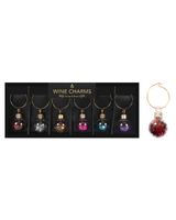 Homesmiths Christmas 6 Multi Star Baubles Wine Charms - thumbnail