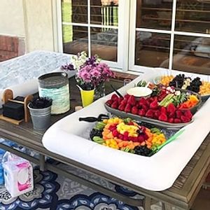Inflatable Serving Bar, Ice Serving Buffet Salad Cooler Food Drink Containers With Drain Plug, BBQ Picnic Pool Party Supplies Inflatable Cooler miniinthebox