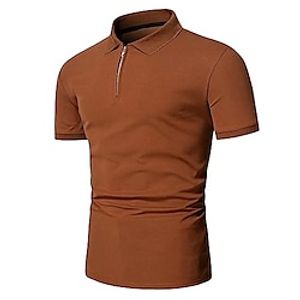 Men's Polo Shirt Zip Polo Casual Daily Quarter Zip Short Sleeve Fashion Basic Plain Zipper Summer Regular Fit Yellow Pink Brown Polo Shirt Lightinthebox
