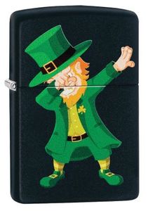 Zippo 49124 Dabbing Leprechaun Design Black Matte Windproof Lighter
