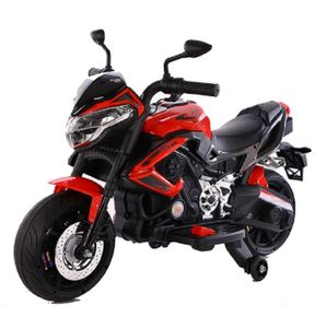 Megastar Ride On Kawasaki Styled 12 V Ride On Motorcycle Rubber Tires Hand Driven - Red (UAE Delivery Only)