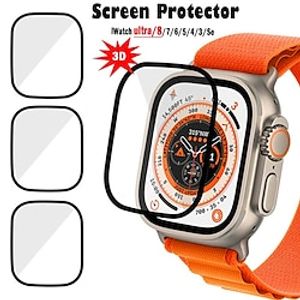 3 pcs Watch Screen Protector Compatible with Apple iWatch Series 8/7/6/5/4/3/2/1 / SE Max Coverage Touch Sensitive Bubble Free Tempered Glass Watch Accessories miniinthebox