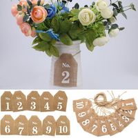 1-10 Hessian Jute Burlap Banner Table Signs Wedding Table Numbers Decoration