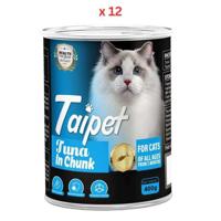 Taipet Cat Canned Wet Food Tuna in Chunk -400g Pack Of 12