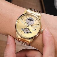 Men Mechanical Watch Creative Fashion Casual Wristwatch Automatic Self-winding Tourbillon Waterproof World Time Steel Watch miniinthebox - thumbnail