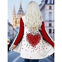 Women's Open Front Jacket Valentine's Day Heart Print Casual Spring Jacket Outerwear Summer Lightinthebox - thumbnail