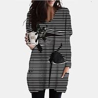 Women's Black Round Neck Animal Striped Daily Casual Clothing Apparel Hoodies Sweatshirts  Loose Fit miniinthebox - thumbnail
