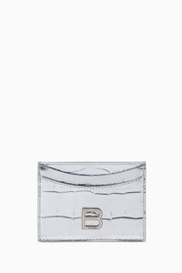 Hourglass Card Holder in Metallic Crocodile Embossed Calfskin