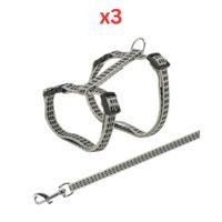 Trixie Reflecting Harness With Leash For Cats - Grey 22-42cm (Pack Of 3)