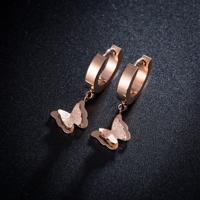 Fashion personality titanium steel butterfly earrings female temperament popular earrings rose gold wild ear trinkets gifts