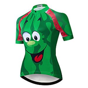 21Grams Women's Short Sleeve Cycling Jersey Summer Spandex Polyester Green 3D Watermelon Fruit Bike Jersey Top Mountain Bike MTB Road Bike Cycling Quick Dry Moisture Wicking Breathable Sports miniinthebox