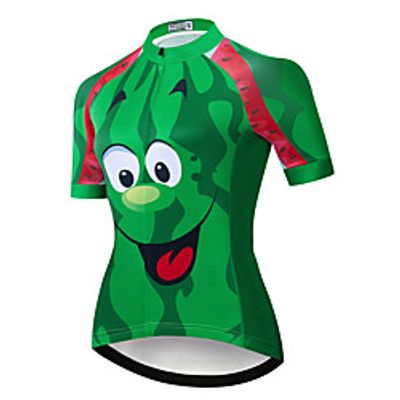 21Grams Women's Short Sleeve Cycling Jersey Summer Spandex Polyester Green 3D Watermelon Fruit Bike Jersey Top Mountain Bike MTB Road Bike Cycling Quick Dry Moisture Wicking Breathable Sports miniinthebox