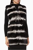 Striped Fur Belted Gilet - thumbnail