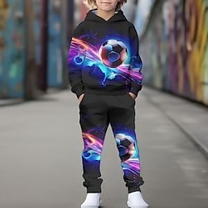 Boys 3D Football Hoodie  Pants Set Long Sleeve 3D Printing Fall Winter Active Fashion Cool Polyester Kids 3-12 Years Outdoor Street Vacation Regular Fit miniinthebox
