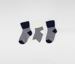 Toddler Boys 3-Pk Combed Cotton Stripe Socks  Navy/White