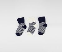 Toddler Boys 3-Pk Combed Cotton Stripe Socks  Navy/White - thumbnail