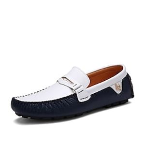 Men's Loafers  Slip-Ons Moccasin Comfort Loafers Comfort Shoes Casual British Daily Office  Career Leather White Black Blue Color Block Fall Spring miniinthebox