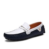 Men's Loafers  Slip-Ons Moccasin Comfort Loafers Comfort Shoes Casual British Daily Office  Career Leather White Black Blue Color Block Fall Spring miniinthebox - thumbnail