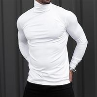 Men's T shirt Tee Turtleneck shirt Tee Top Long Sleeve Shirt Plain Turtleneck Street Vacation Long Sleeve Clothing Apparel Fashion Designer Basic miniinthebox - thumbnail