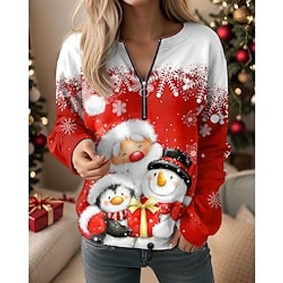 Christmas Sweatshirt Women's Sweatshirt Pullover Santa Claus Snowman Sportswear Festival Print Quarter Zip Red Blue Purple Party Christmas Round Neck Long Sleeve Top Micro-elastic Fall Winter Lightinthebox Christmas Sweatshirt Women's Sweatshirt Pullover Santa Claus Snowman Sportswear Festival Print Quarter Zip Red Blue Purple Party Christmas Round Neck Long Sleeve Top Micro-elastic Fall Winter Lightinthebox
