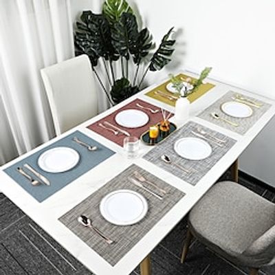 Vinyl Placemat Waterproof PVC Heat Resistant Dining Table Place Table Plate Mat Xmas Decor Fall Kitchen Table Mats Indoor Outdoor miniinthebox