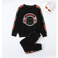 2 Pieces Kids Boys Hoodie  Pants Outfit Graphic Long Sleeve Pocket Set Outdoor Fashion Cool Spring Fall 7-13 Years Black Royal Blue Dark Gray Lightinthebox - thumbnail