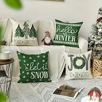 Green Christmas Tree Double Side Pillow Cover 1PC Xmas Soft Decorative Square Cushion Case Pillowcase for BedroomLivingroom Sofa Couch Chair miniinthebox - thumbnail