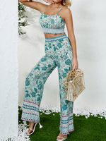 YOINS Floral Print & Tribal Scoop Neck Sleeveless Top & Pants Set - thumbnail