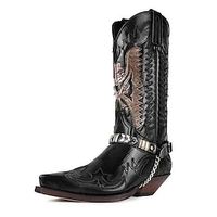 Men's Boots Cowboy Boots Daily Faux Leather Mid-Calf Boots Black Red Brown Fall Winter Lightinthebox