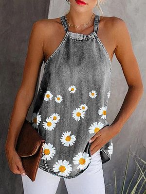 Womens Summer Daisy Sleeveless Tank