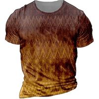 Men's T shirt Tee Graphic Prints Argyle Crew Neck Brown 3D Print Outdoor Street Short Sleeve Print Clothing Apparel Sports Designer Casual / Summer / Summer miniinthebox - thumbnail