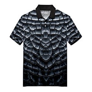 Men's Polo 3D Print Optical Illusion Crack Button-Down Print Short Sleeve Casual Tops Casual Fashion Soft Breathable Black Lightinthebox