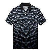 Men's Polo 3D Print Optical Illusion Crack Button-Down Print Short Sleeve Casual Tops Casual Fashion Soft Breathable Black Lightinthebox - thumbnail