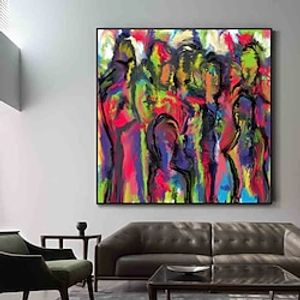 Abstract Crowded City Street people Handpainted Oil Painting On Canvas Wall Art Modern Buildings Decor Picture For Living Room No Frame Decor miniinthebox