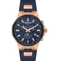 Quantum Men's Quartz Movement Watch, Chronograph Display and Silicone Strap - HNG814.899, Blue