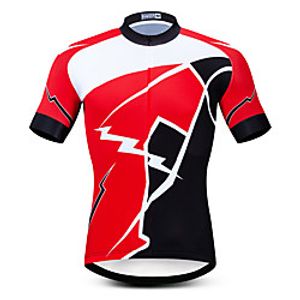 21Grams Men's Short Sleeve Cycling Jersey Summer Spandex Polyester Black  Red Stripes Lightning Bike Jersey Top Mountain Bike MTB Road Bike Cycling Quick Dry Moisture Wicking Breathable Sports Lightinthebox
