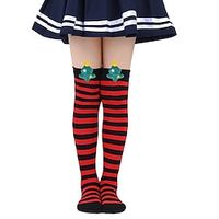 Kids Girls' Christmas Stockings 10# red and white-thin  Christmas tree 18# green and white strips  Christmas tree 1# blue and red strips  Christmas tree Striped Print Spring Fall Cute Home 3-12 Lightinthebox - thumbnail