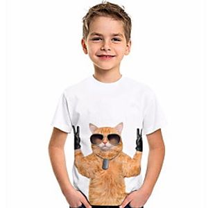 Kids Boys' T shirt Short Sleeve 3D Print Animal White Children Tops Summer Active Daily Wear Regular Fit 4-12 Years Lightinthebox