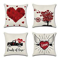 Valentine's Day Double Side Cushion Cover 4PC Soft Decorative Square Throw Pillow Cover Cushion Case Pillowcase for Bedroom Livingroom Superior Quality Machine Washable Indoor Cushion for Sofa Couch Bed Chair Lightinthebox - thumbnail