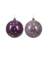 Kaemingk Decoris 8cm Bauble Shatterproof Matt & Shiny Tree Crystal Lilac Violet Assorted 1 Piece