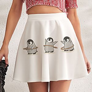 Women's Carnival Homecoming Streetwear Punk  Gothic Mini Skirts Graphic Animal Ruffle Print Gray White Black miniinthebox