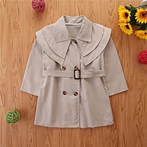 Kids Girls' Coat Long Sleeve Gray Plain Anniversary Street Basic 1-5 Years Lightinthebox