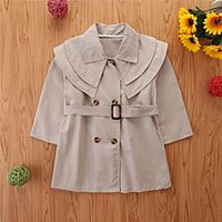 Kids Girls' Coat Long Sleeve Gray Plain Anniversary Street Basic 1-5 Years Lightinthebox - thumbnail