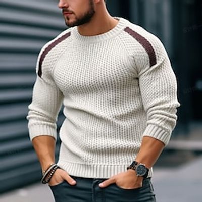 Men's Pullover Sweater Jumper Cropped Sweater Ribbed Knit Regular Knitted Color Block Crew Neck Keep Warm Modern Contemporary Daily Wear Going out Clothing Apparel Raglan Sleeves Fall Winter Beige S Lightinthebox Men's Pullover Sweater Jumper Cropped Sweater Ribbed Knit Regular Knitted Color Block Crew Neck Keep Warm Modern Contemporary Daily Wear Going out Clothing Apparel Raglan Sleeves Fall Winter Beige S Lightinthebox