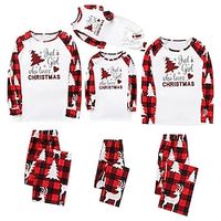 Family Pajamas Letter Christmas Tree Home Red Long Sleeve Mommy And Me Outfits Daily Matching Outfits Lightinthebox - thumbnail